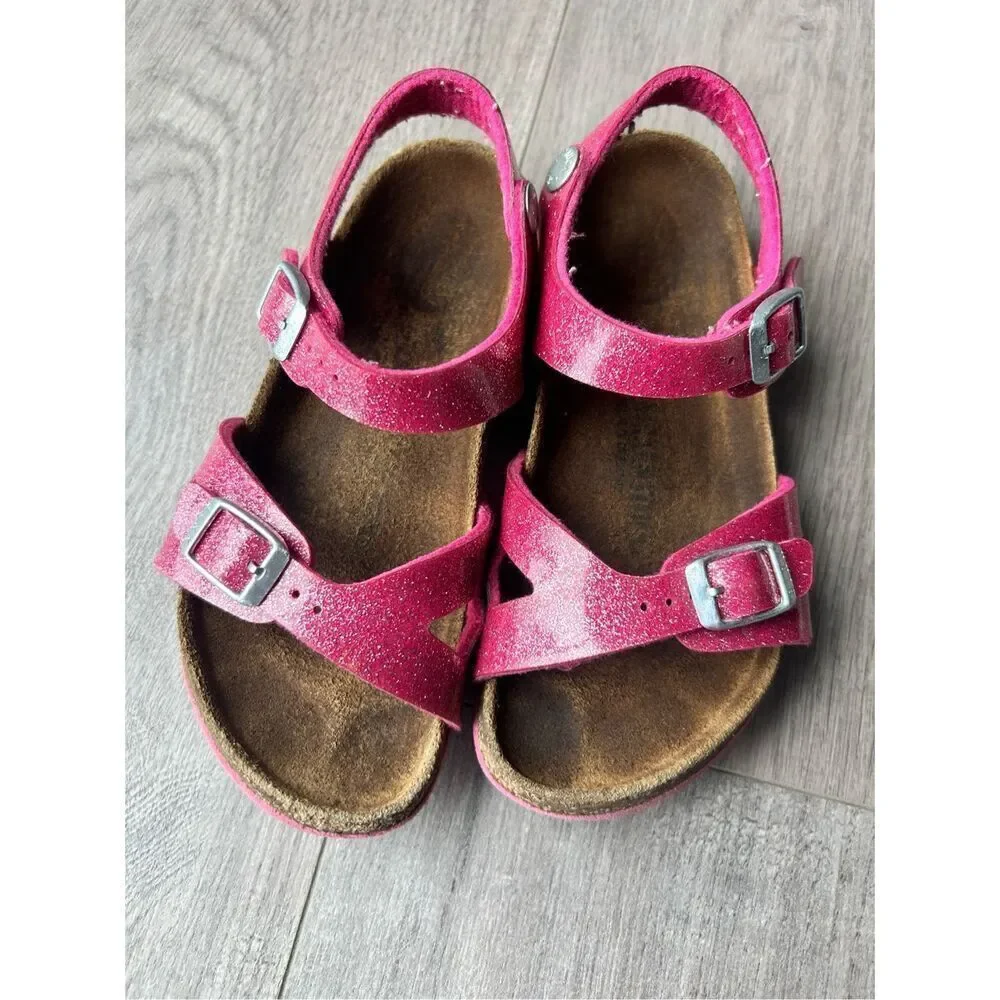 Birkenstock Rio Kids Magic Galaxy Bright Rose Pink Sandals Narrow Fit